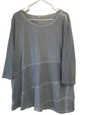 Soft Surroundings Top Womens XL Blue Asymmetric Panel Tunic Lagenlook 2CV34